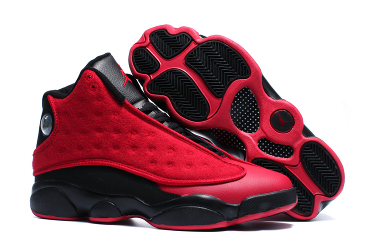 New Air Jordan 13 Wool Red Black Shoes - Click Image to Close