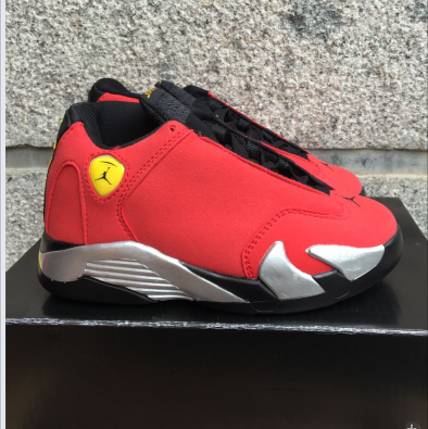 New Air Jordan 14 Ferrari Red Black Shoes For Kids