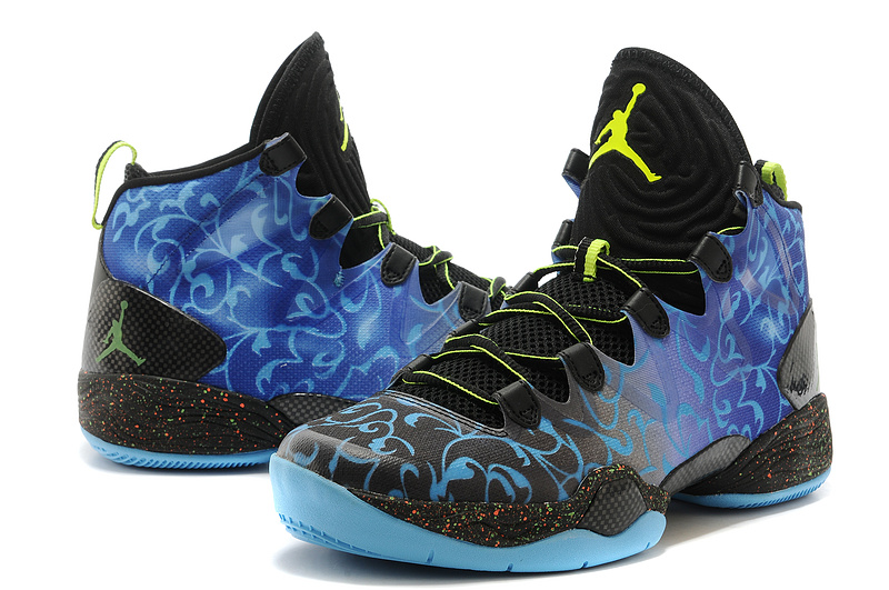 New Air Jordan 28 Black Blue Yellow Shoes - Click Image to Close