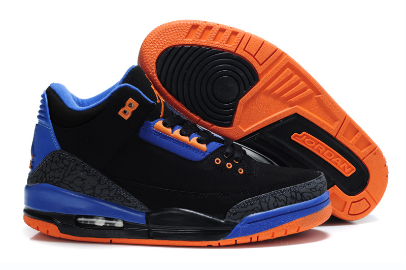 Air Jordan Retro 3 Black Blue Orange