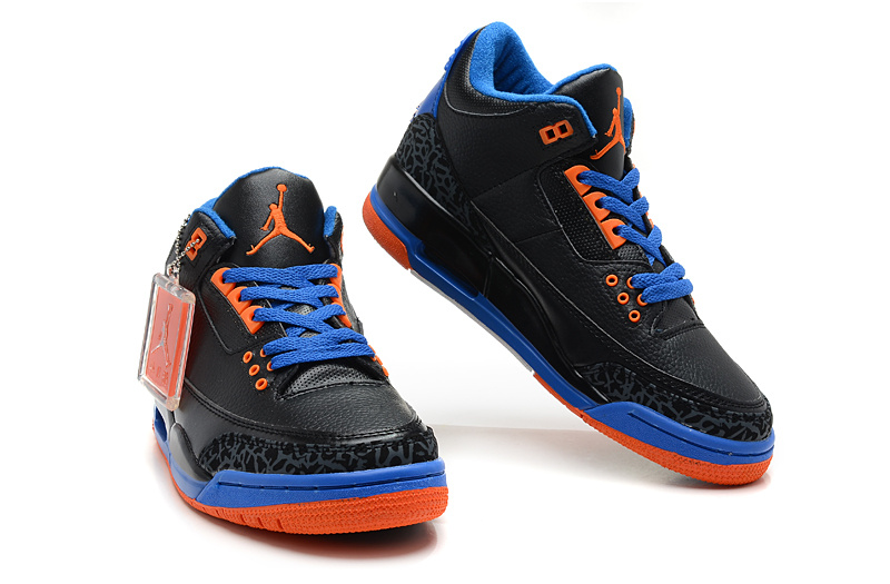 2013 Air Jordan 3 Black Blue Red Shoes