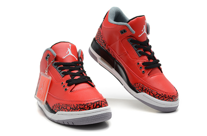 2013 Air Jordan 3 Black Red White Shoes - Click Image to Close