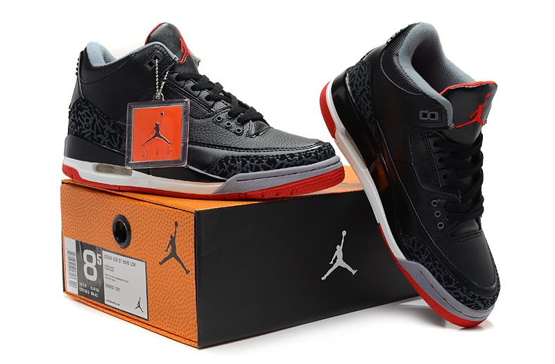 2013 Air Jordan 3 Black White Red Shoes