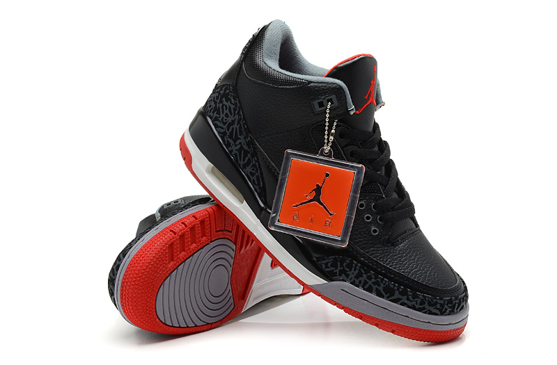 2013 Air Jordan 3 Black White Red Shoes - Click Image to Close