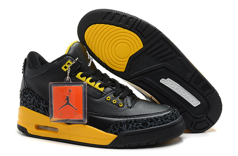 2013 Air Jordan 3 Black Yellow Shoes