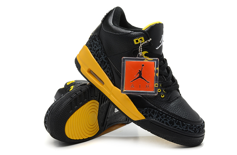 2013 Air Jordan 3 Black Yellow Shoes - Click Image to Close