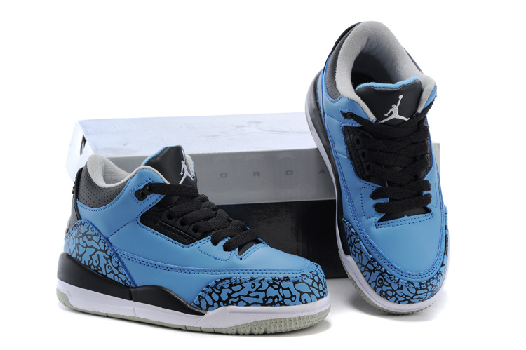 New Air Jordan 3 Blue Black White Shoes For Kids