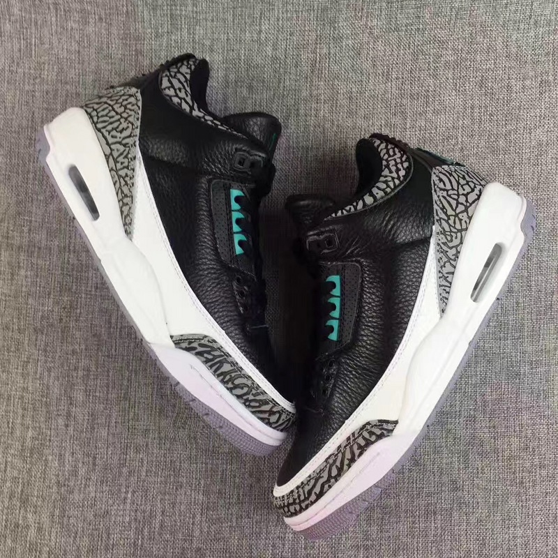 New Air Jordan 3 Elephant Black Grey White Shoes - Click Image to Close