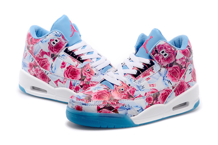 New Air Jordan 3 Red Bbaby Blue White Shoes For Women