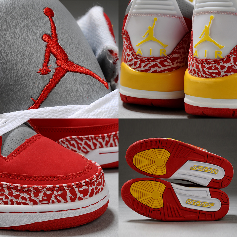 Air Jordan Retro 3 Red Grey White