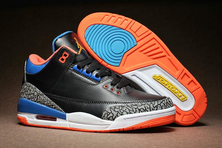 New Air Jordan 3 Retro Black Cement Grey Orange Nike Air Logo