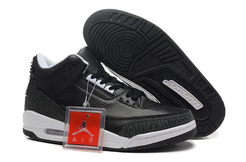 New Air Jordan 3 Retro Black Cement White Shoes