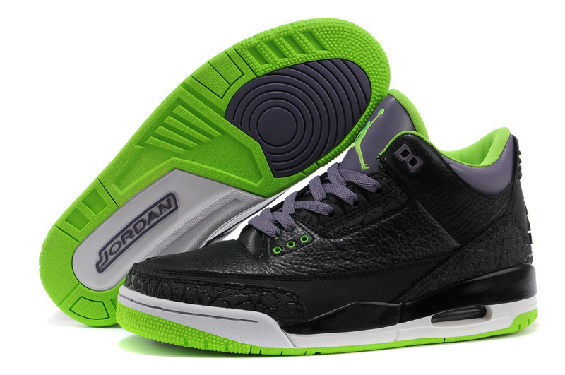 New Air Jordan 3 Retro Black Purple Green Shoes