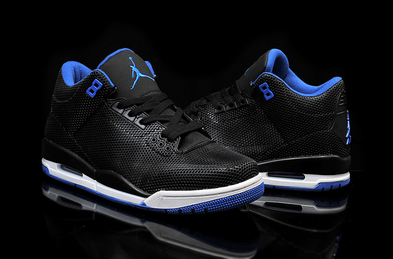 New Air Jordan 3 Retro PVC Black Blue White Shoes