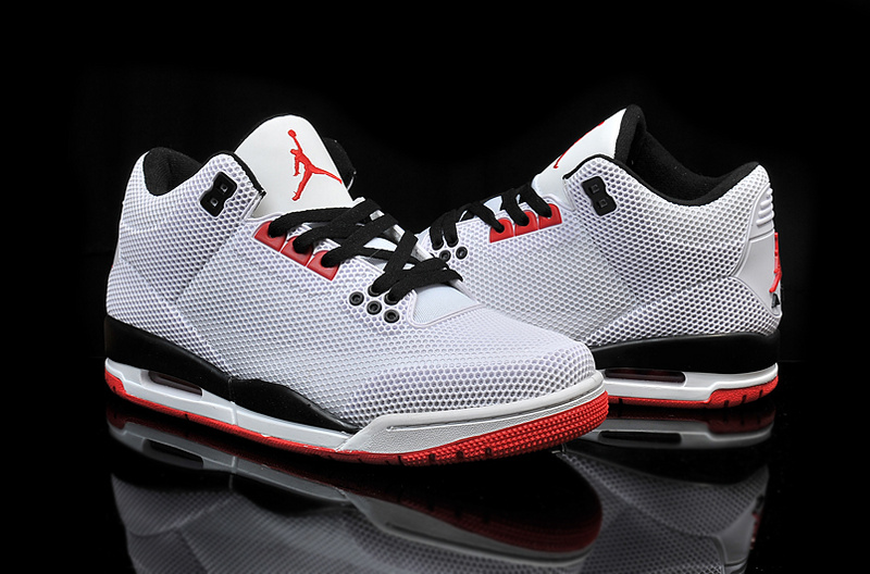 New Air Jordan 3 Retro PVC Grey Black Red Shoes