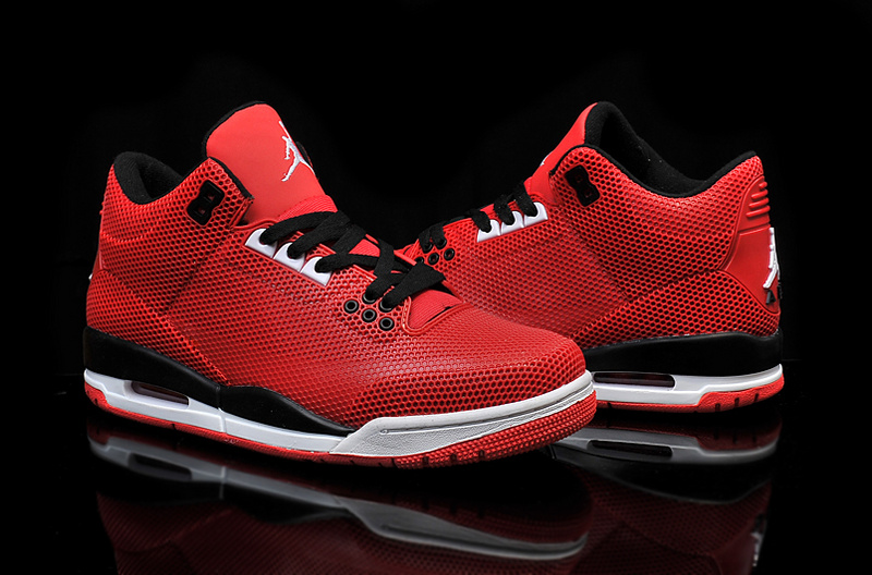 New Air Jordan 3 Retro PVC Red Black White Shoes