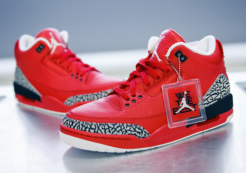 New Air Jordan 3 WE THE BEST Red Black Shoes - Click Image to Close