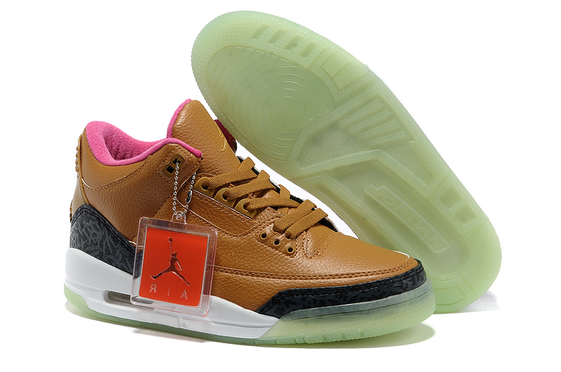 2013 Air Jordan 3 White Brown Transparent Sole Shoes - Click Image to Close