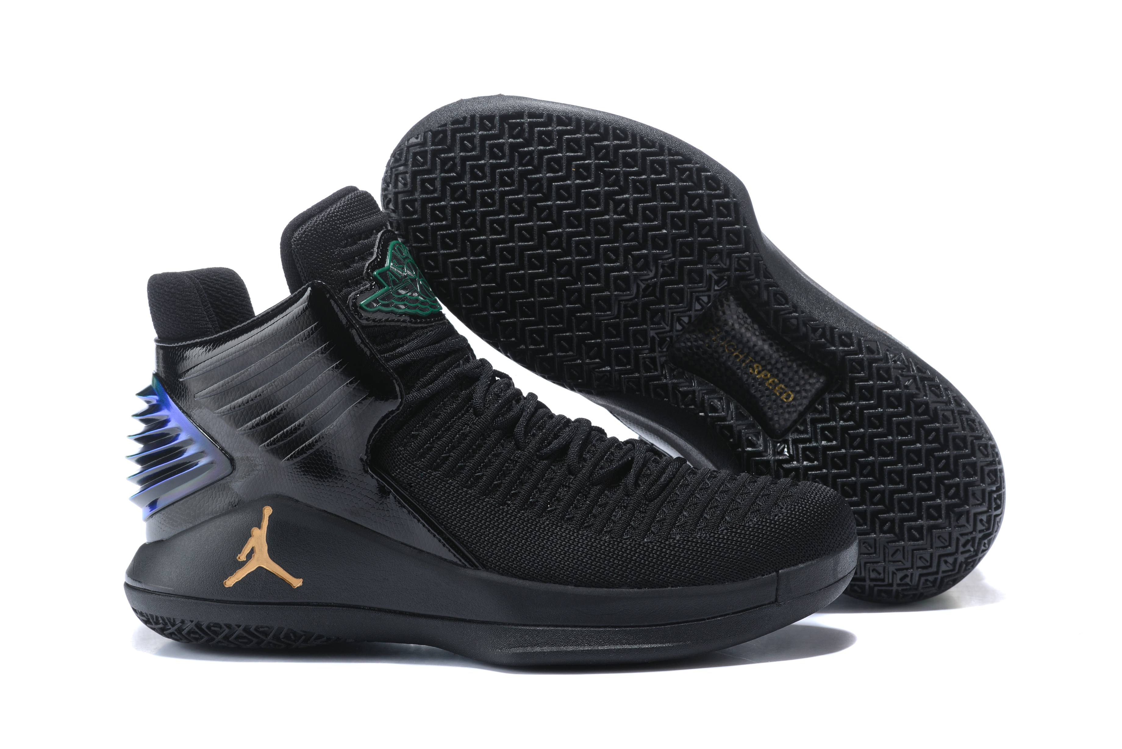 New Air Jordan 32 High All Black Gold Jumpman