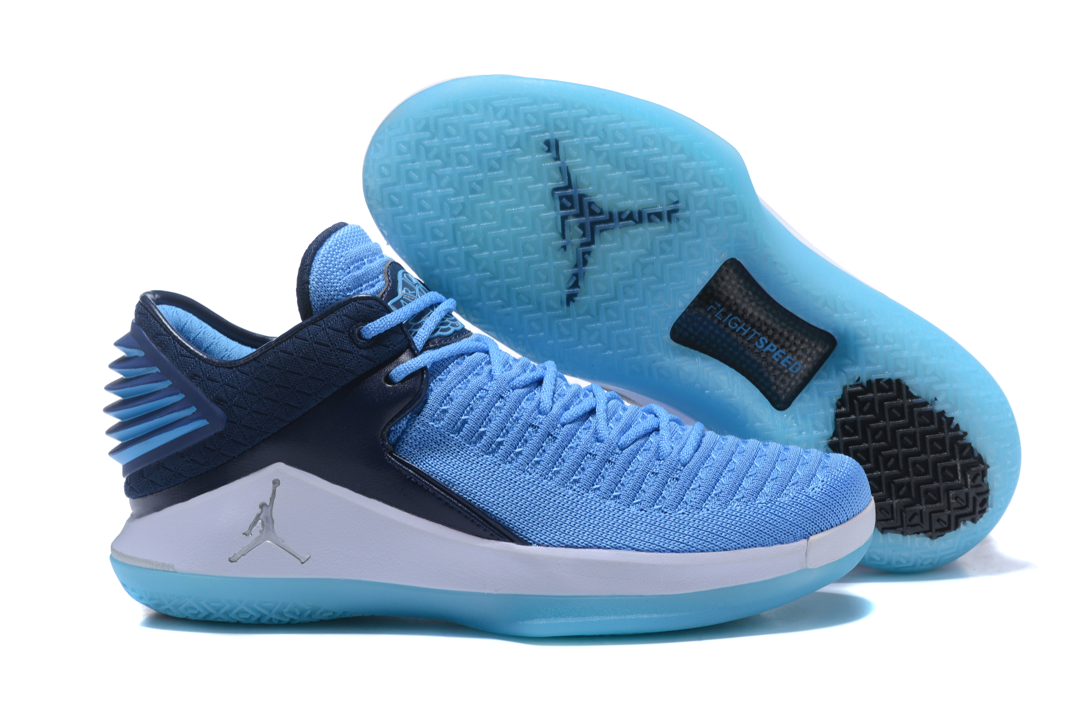 New Air Jordan 32 Low Blue Black White - Click Image to Close