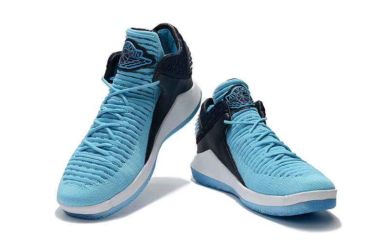 New Air Jordan 32 Low Jade Blue Black White Shoes - Click Image to Close