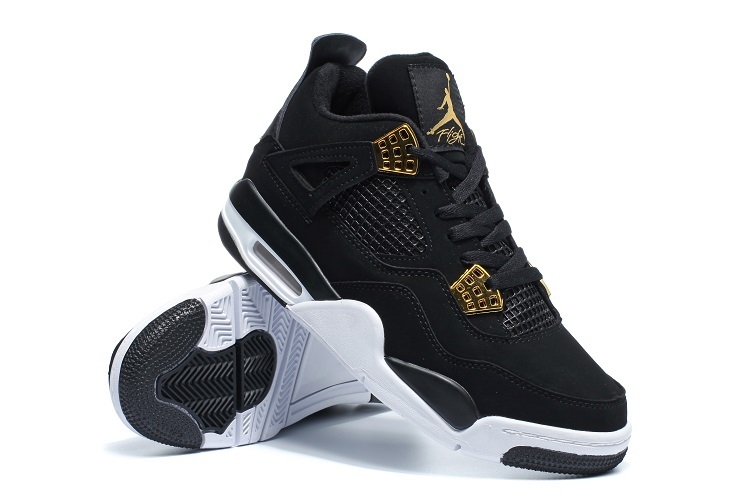 New Air Jordan 4 Black Gold White Shoes - Click Image to Close