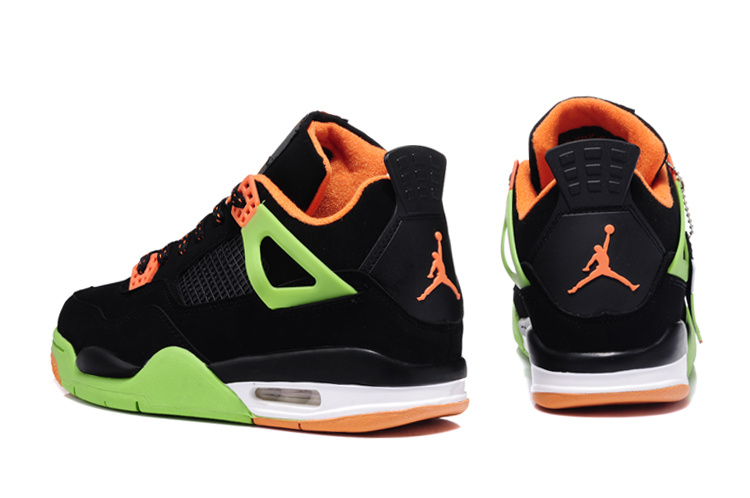 2013 Air Jordan 4 Black Green Orange Shoes - Click Image to Close