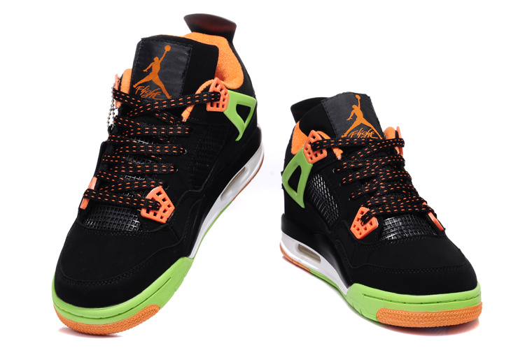 2013 Air Jordan 4 Black Green Orange Shoes