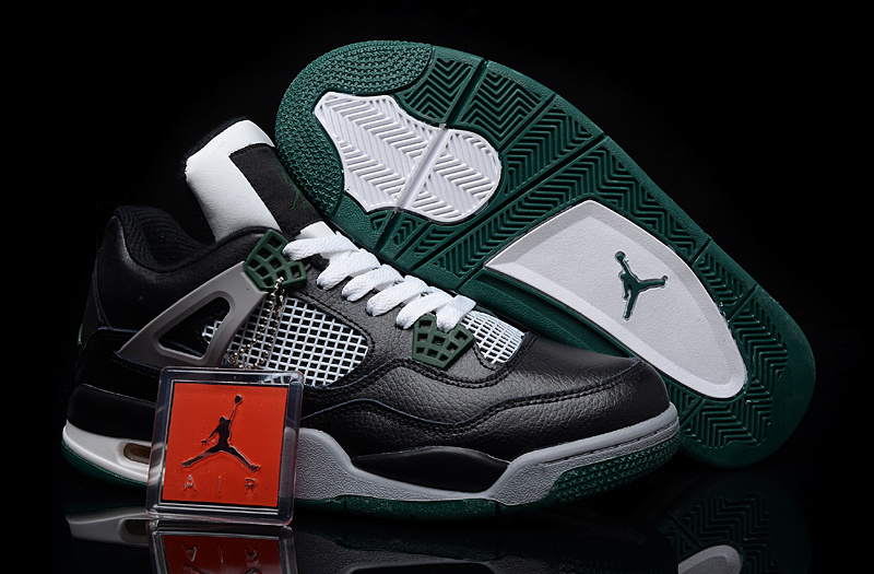 New Air Jordan 4 Black Green Shoes - Click Image to Close