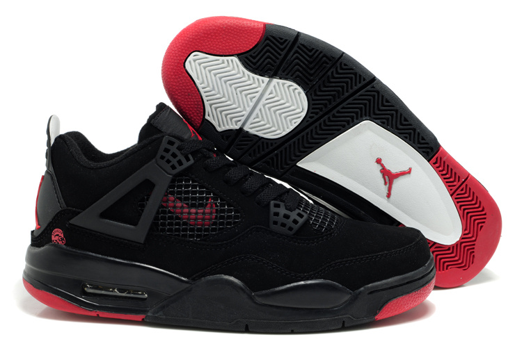 Air Jordan Retro 4 Black Red Logo