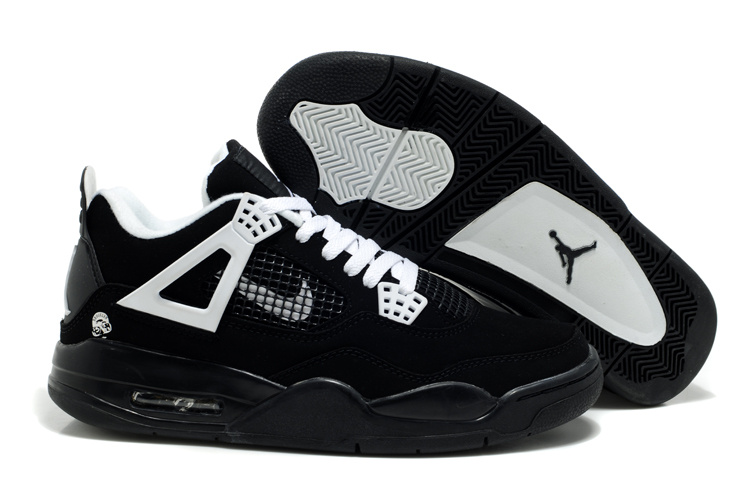 Air Jordan Retro 4 Black White Logo - Click Image to Close