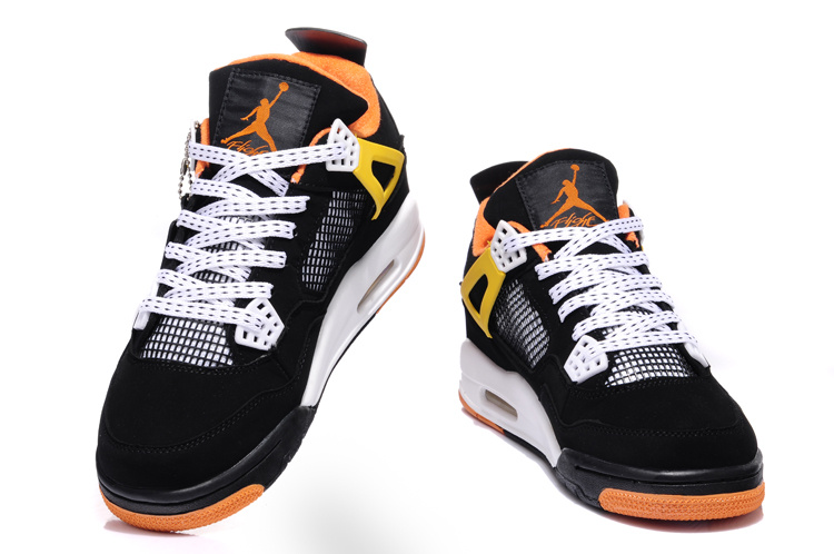2013 Air Jordan 4 Black White Orange Shoes