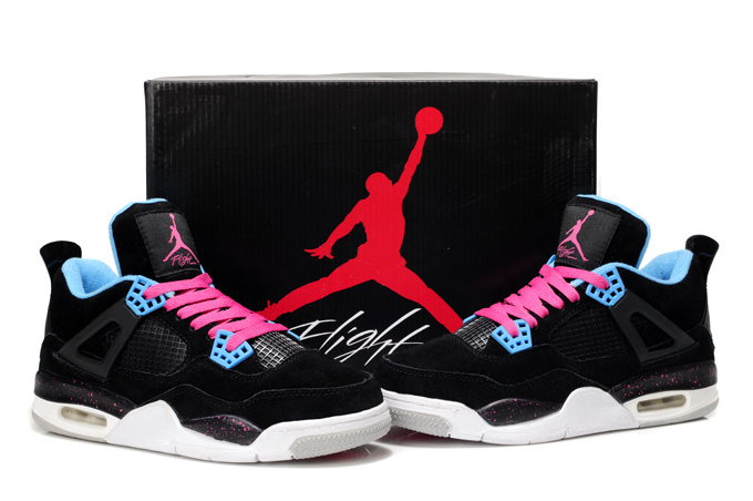 2013 Air Jordan 4 Black White Pink For Women