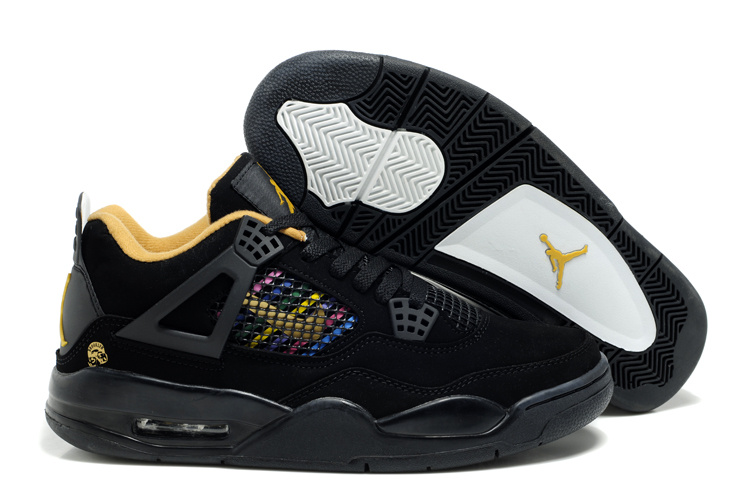 Reissued Air Jordan 4 Black Yellow Shoes