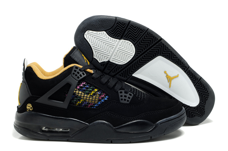 Air Jordan Retro 4 Black Yellow Logo