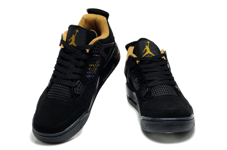 Air Jordan Retro 4 Black Yellow Logo