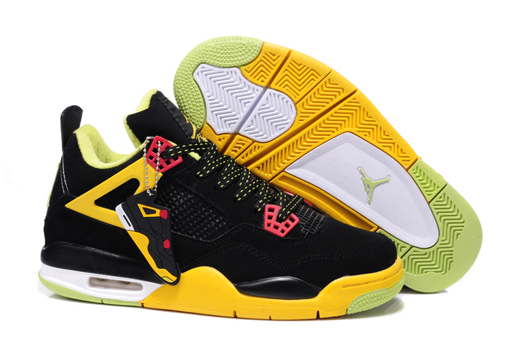 2013 Air Jordan 4 Black Yellow Shoes