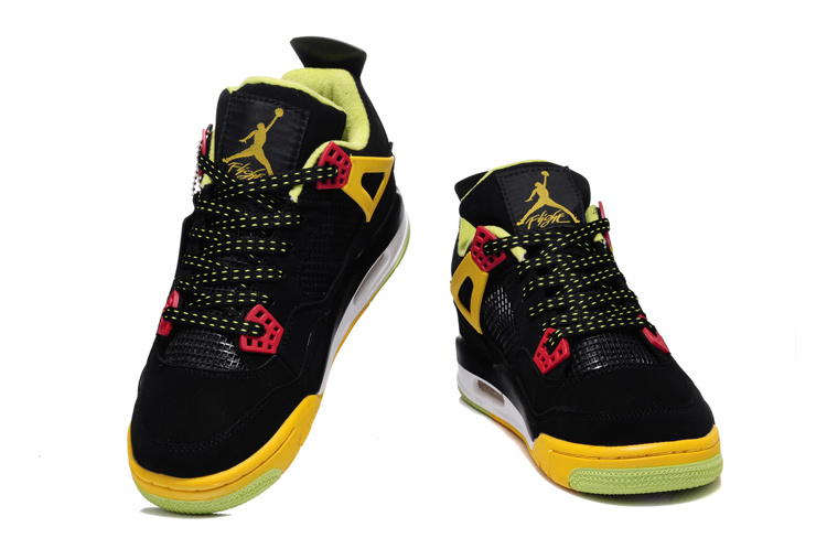 2013 Air Jordan 4 Black Yellow Shoes