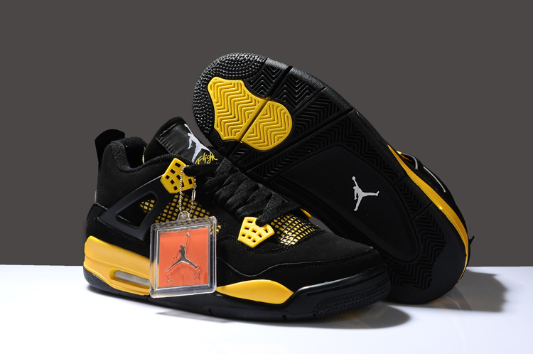 Reissued Air Jordan 4 Black Yellow Shoes
