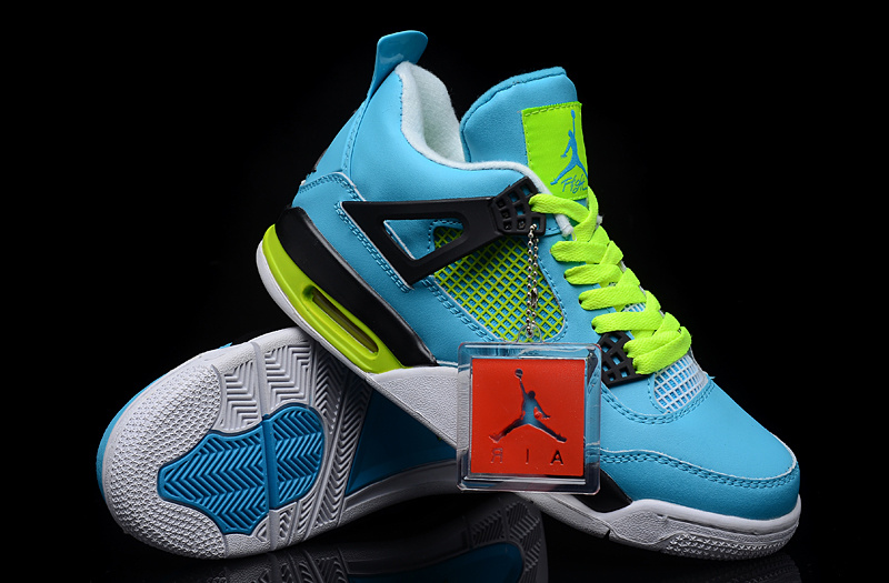 New Air Jordan 4 Blue Green White Shoes