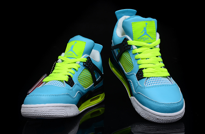 New Air Jordan 4 Blue Green White Shoes