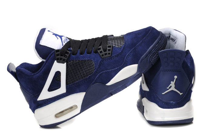 2013 Air Jordan 4 Dark Blue White For Women - Click Image to Close