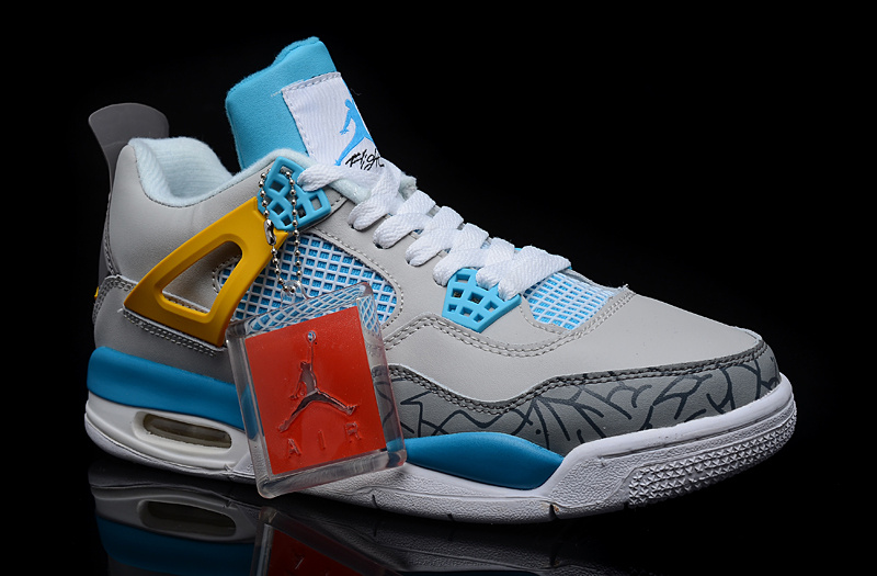 New Air Jordan 4 Grey Blue White Shoes - Click Image to Close