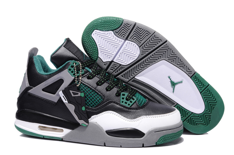 2013 Air Jordan 4 Grey Green Black White Shoes - Click Image to Close