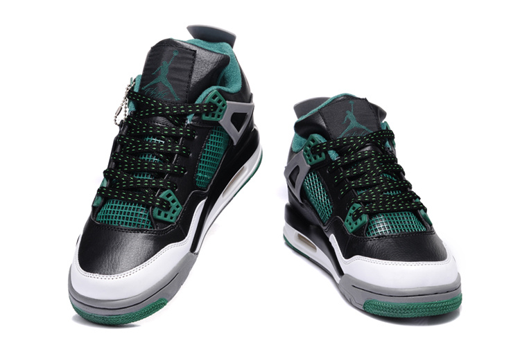 2013 Air Jordan 4 Grey Green Black White Shoes - Click Image to Close