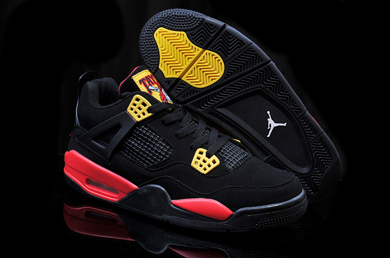 New Air Jordan 4 Pirate Black Yellow Red Shoes