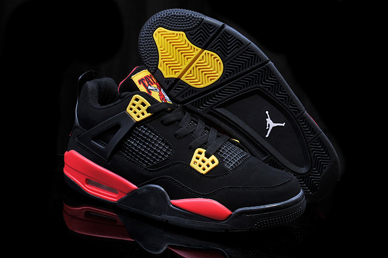 New Air Jordan 4 Pirate Black Yellow Red Shoes - Click Image to Close