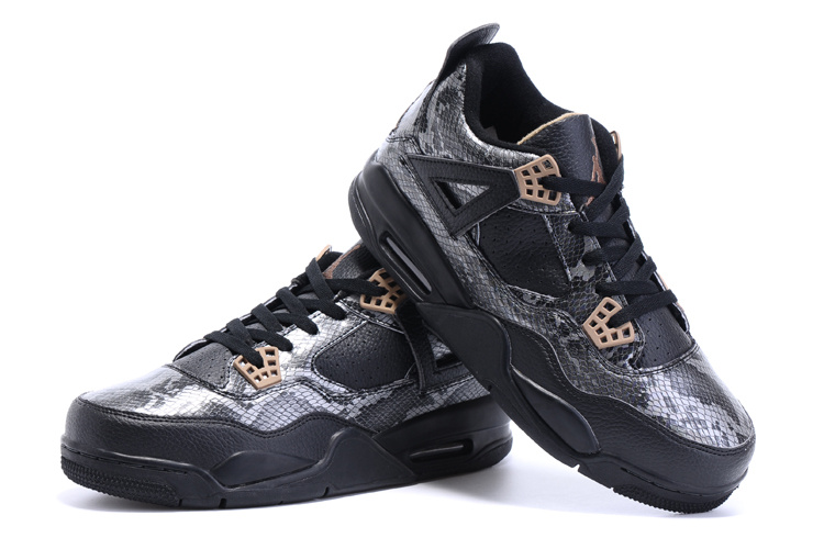 New Air Jordan 4 Retro Snakeskin Black Shoes