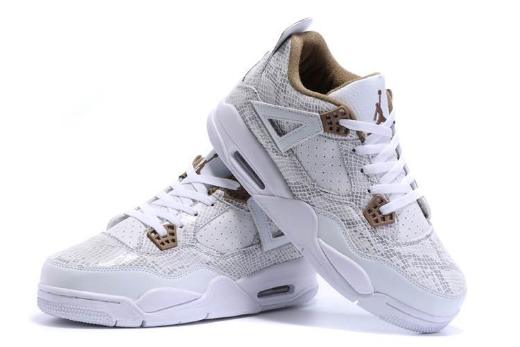 New Air Jordan 4 Retro Snakeskin White Yellow Shoes - Click Image to Close