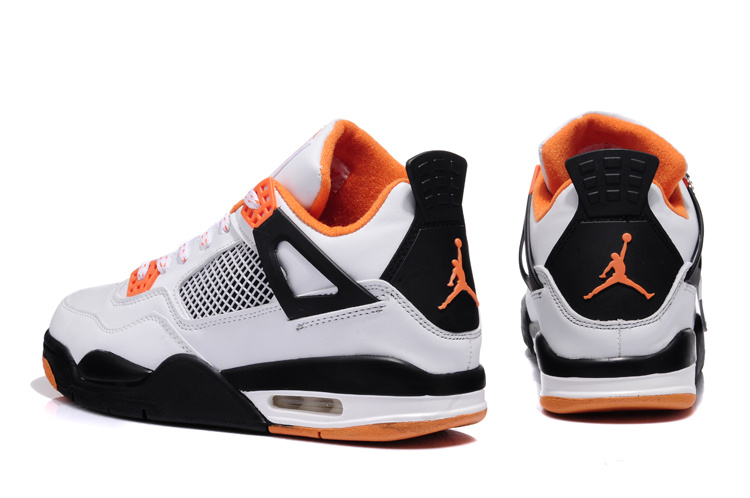 2013 Air Jordan 4 White Black Orange Shoes